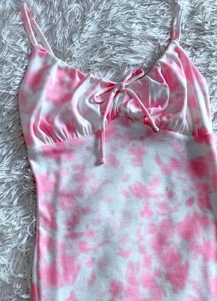 Нежное платье в рубчик primark с розовыми вставками6 фото