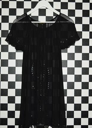 Чёрная туника на купальник с перфорацией