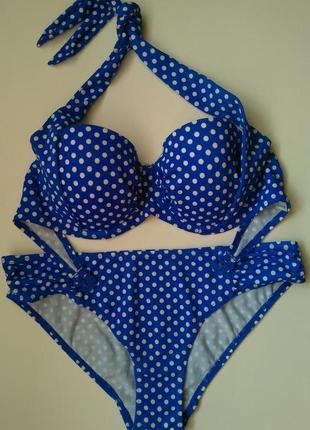 75в-з/70с-д модний синій купальник балконет, чашка в-з