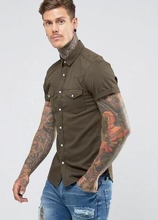 Мужская рубашка 👕 поло хаки asos. размер м