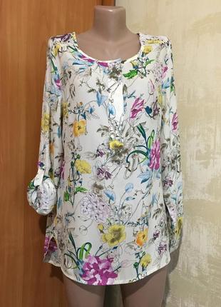 Ніжна шифонова блуза,сорочка в квітковий принт!