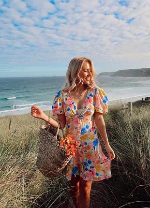Яскраве квіткове плаття zara floral міні