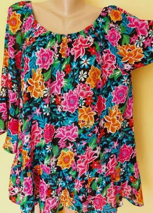 Яскрава блуза,туніка,квітковий принт3 фото
