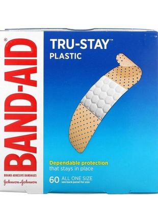 Band air tru-stay, лейкопластир, пластикові смужки, 60 пластирів
