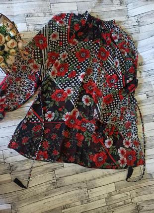 Шикарна блуза шифон в квітковий принт1 фото