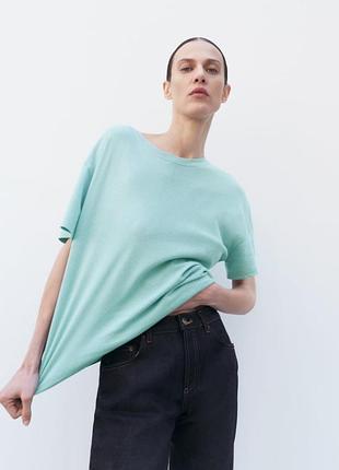 Zara футболка бавовна, льон