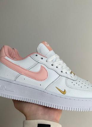 Женские кожаные кроссовки nike air force 1 mini swoosh peach#найк