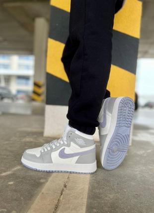 Жіночі кросівки nike air jordan 1 mid grey purple 36-37-38-41