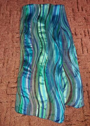 Шовковий яскравий шарф 30x140см