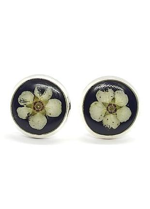Мініатюрні сережки-цвяшки з справжніми квітами, біжутерія з ювелірної смоли