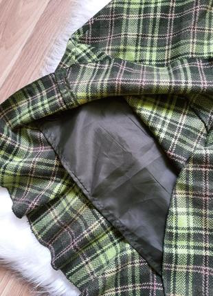 2 вещи по цене 1. красивая шерстяная зеленая миди юбка в клетку с рюшами h&m4 фото