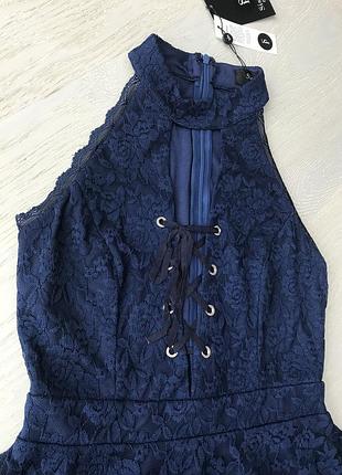Платье синее кружевное