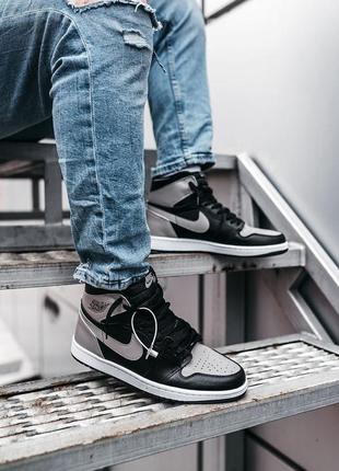 Мужские высокие кожаные кроссовки nike nike air jordan 1 retro ‘shadow’			#найк