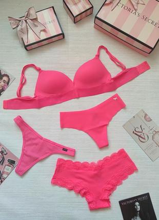 Victoria's secret pink комплект набор белье виктория сикрет4 фото