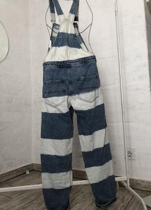 💛великий літній розпродаж 💛 крутійший джинсовий комбез комбінезон полосатий комбінований4 фото