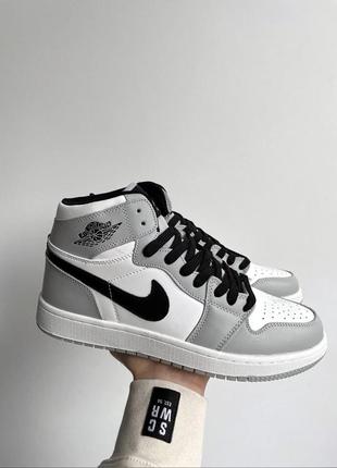 Жіночі високі шкіряні кросівки nike air jordan 1 'gray' #найк