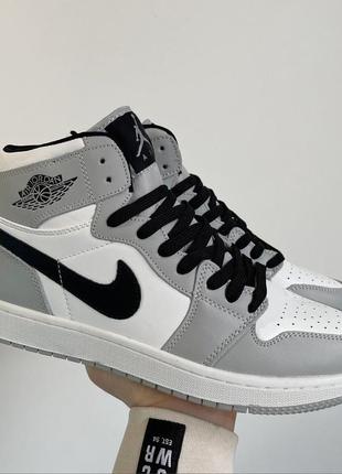 Жіночі високі шкіряні кросівки nike air jordan 1 'gray' #найк3 фото