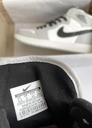 Женские высокие кожаные кроссовки nike air jordan 1 ’gray’			#найк9 фото