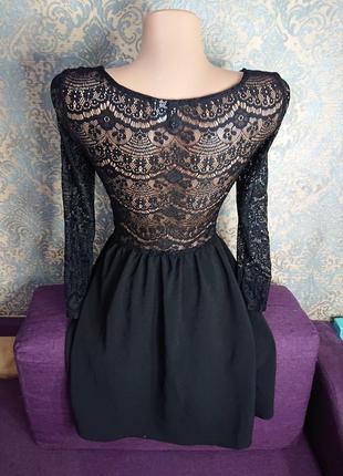 Красивое черное женское платье с кружевом р.xxs/xs9 фото