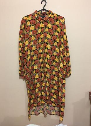 Сочное платье topshop marigold printed belted shirt dress5 фото