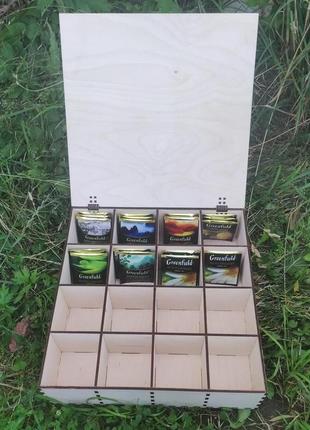 Дерев'яна коробка зберігання для чаю4 фото