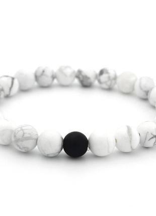 Парні браслети для закоханих з натуральних каменів чорного і білого кольору3 фото