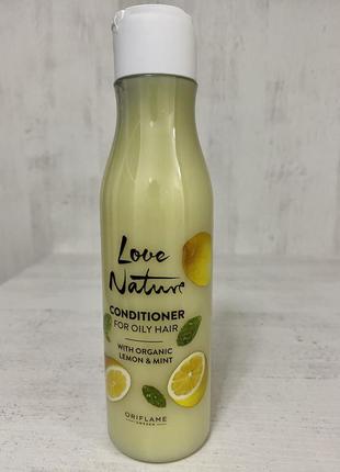 Кондиціонер для жирного волосся з органічними лимоном і м'ятою love nature1 фото