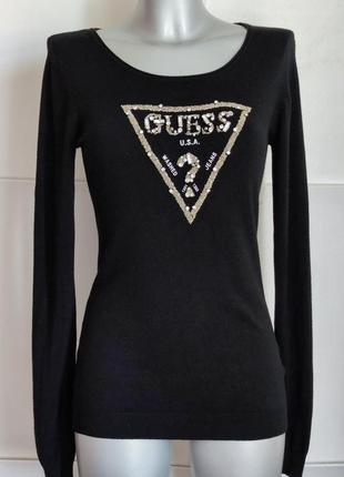 Джемпер guess чорного кольору з стразами та бісером