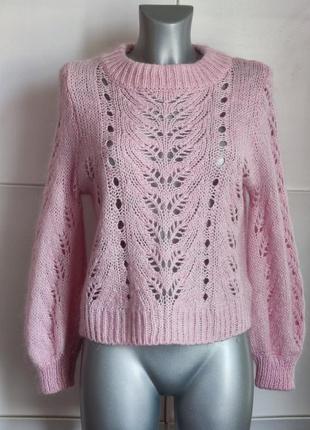 Ажурний светр  h&m з вовною та мохером рожевого кольору1 фото