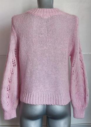Ажурний светр  h&m з вовною та мохером рожевого кольору2 фото