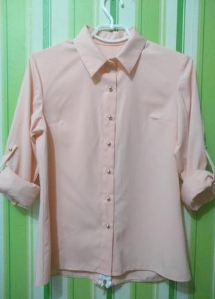 Блуза, сорочка кольору пудри з блискавкою на спині