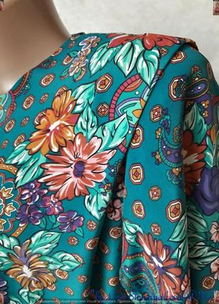 Новое нарядное платье цвета бирюза в цветочный принт и юбкой плиссе, размер м-л5 фото