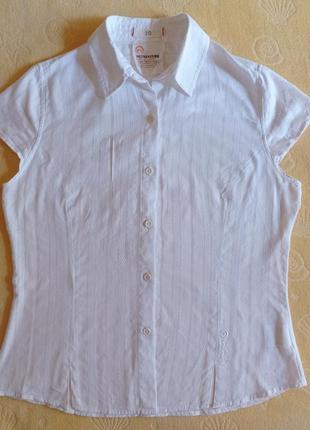 Лёгкая летняя белая х/б рубашка с коротким рукавом outventure р. 48-50