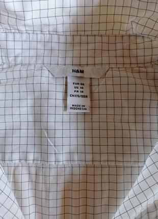 Лёгкая летняя белая х/б рубашка с коротким рукавом h&m индонезия, р. 50-52, eur 448 фото