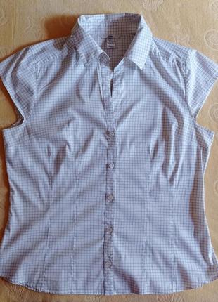 Лёгкая летняя белая х/б рубашка с коротким рукавом h&m индонезия, р. 50-52, eur 444 фото