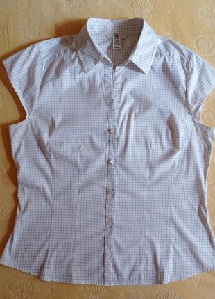 Лёгкая летняя белая х/б рубашка с коротким рукавом h&m индонезия, р. 50-52, eur 44