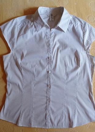 Лёгкая летняя белая х/б рубашка с коротким рукавом h&m индонезия, р. 50-52, eur 442 фото