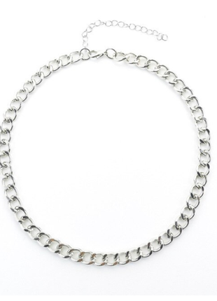 Цепочка цепь чокер колье ожерелье серебристая серебро новая качественная2 фото