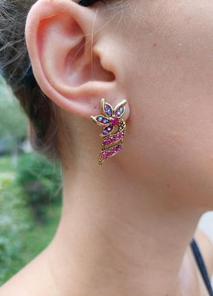 Вінтажні сережки з металевого сплаву зі стразами