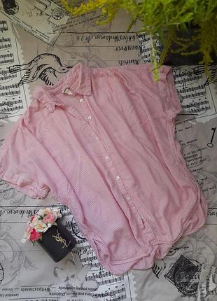 Натуральна брендова оверсайз сорочка в смужку/сорочка/блуза