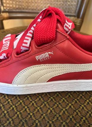 Червоні шкіряні кросівки puma оригінал4 фото