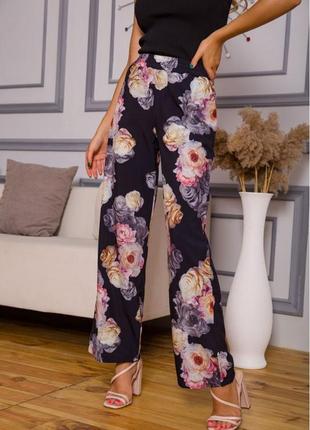 Стильные лёгкие свободные штаны цветочный принт легкие свободные женские брюки цветочный принт легкі штани квітковий принт легкі брюки квітковий принт