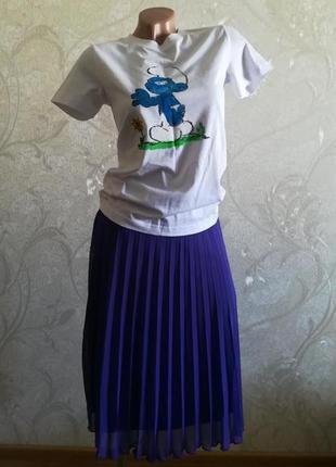 Плиссированная юбка ультрамиринового цвета, плиссировка плиссе2 фото