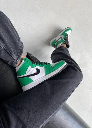Чоловічі кросівки nike air jordan 1 retro high green white black / мужские кроссовки найк аир джордан