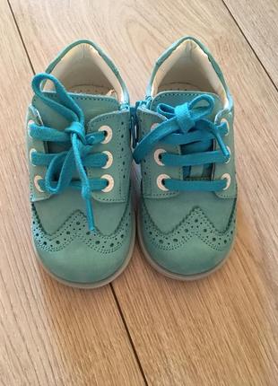 Ботинки туфли кожаные, цвет голубой, турция 23 размер