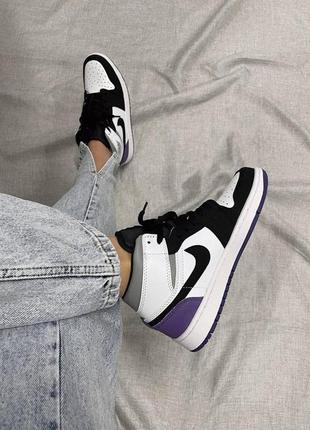 Жіночі кросівки nike air jordan 1 retro varcity purple /  женские кроссовки найк аир джордан10 фото