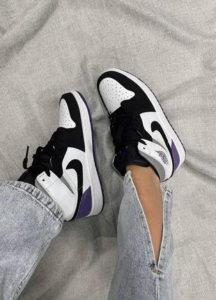 Жіночі кросівки nike air jordan 1 retro varcity purple /  женские кроссовки найк аир джордан8 фото