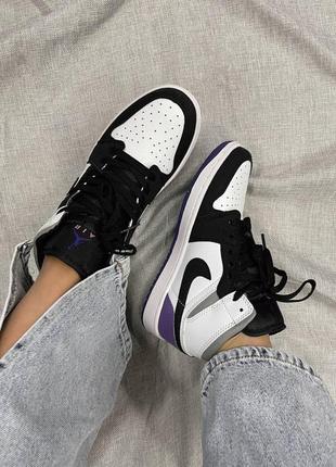 Жіночі кросівки nike air jordan 1 retro varcity purple / жіночі кросівки найк аїр джордан7 фото