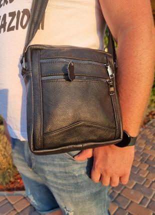 Мужчкая сумка-планшет с телячей кожи через плечё, шкіряна чоловіча сумка через плече4 фото
