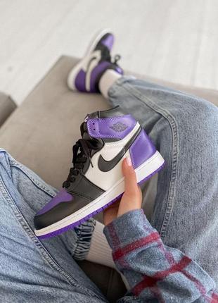 Жіночі кросівки nike air jordan 1 retro mid violet white black /женские женские кроссовки найк аир джордан